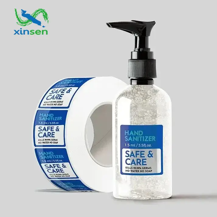Étiquettes imperméables pour désinfectant pour les mains